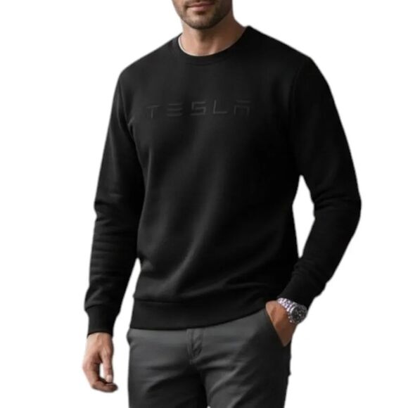 Tesla Motors Men’s Wordmark Crewneck Sweatshirt - Black - Size L